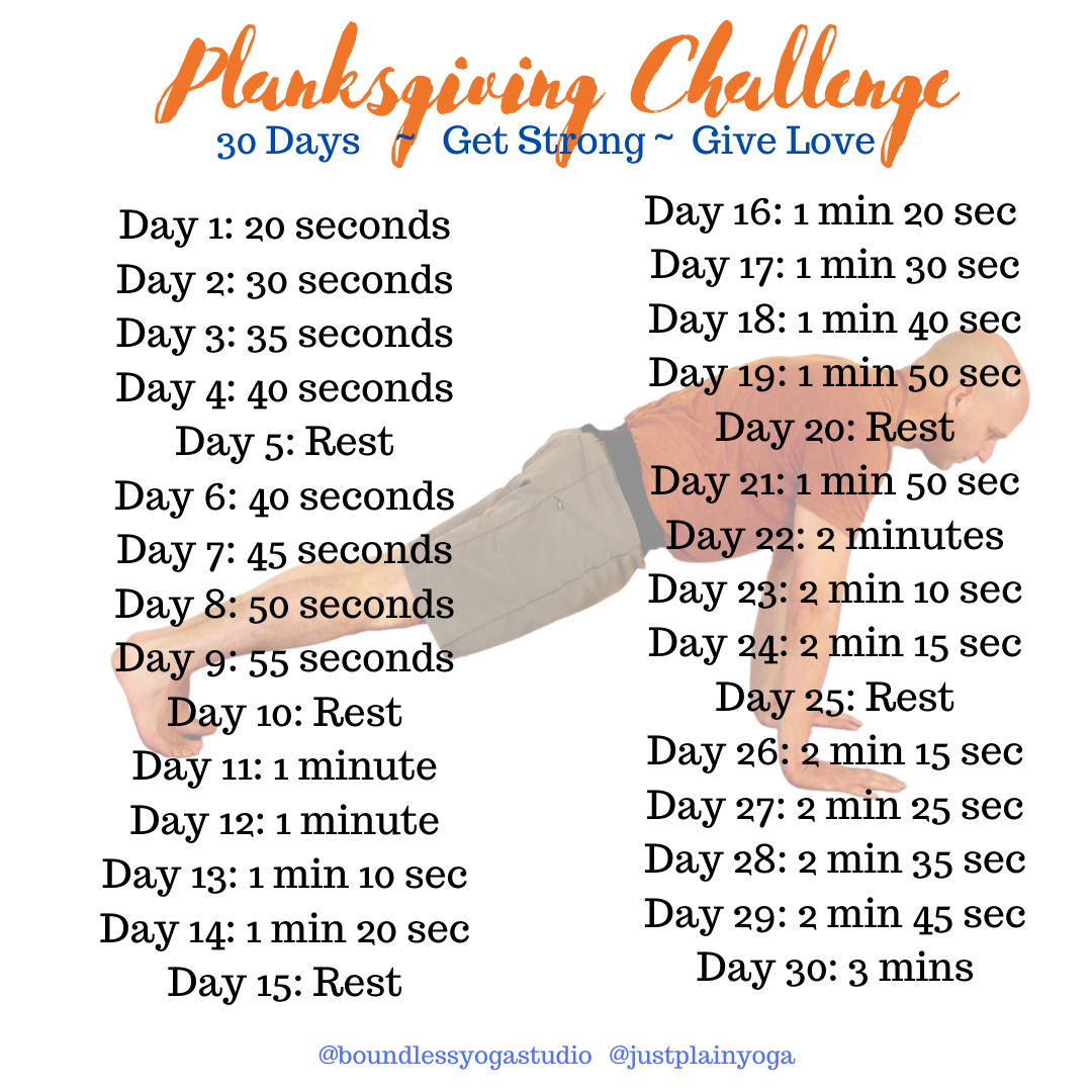 Planksgiving Challenge~ How to build endurance in your plank pose. -  Boundless Yoga